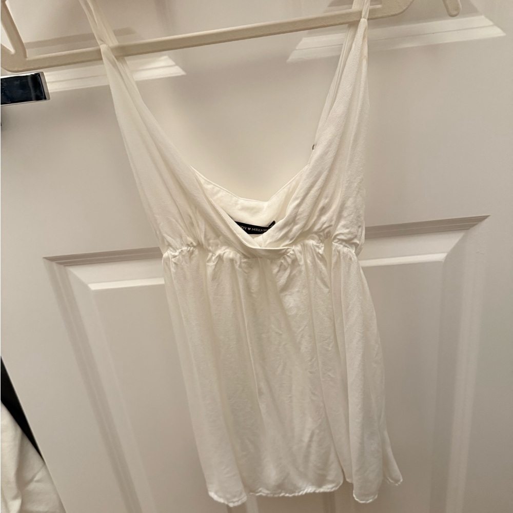 Brandy Melville White Gathered Tank